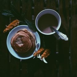 Directly above shot of breakfast on table