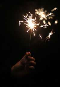 Firework display at night