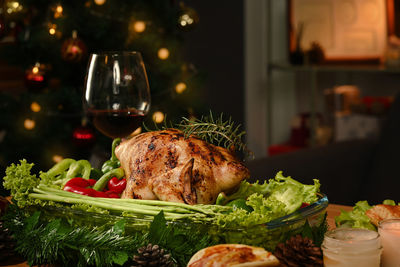 Close-up of food on table