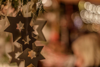 Close-up of star shape christmas decorations