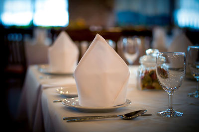 Close-up of tea in glass on table at restaurant