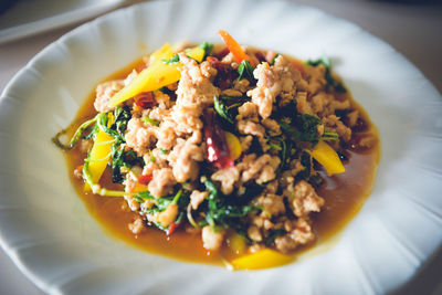 Close-up of meal served in plate