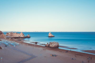 Scenic view of sea against clear sky