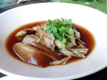 Close-up of meal served in bowl