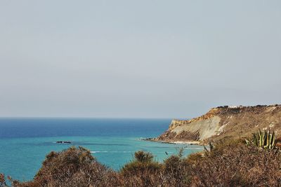 Scenic view of sea against clear sky