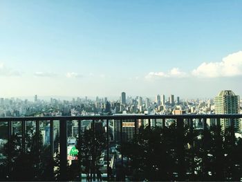 City skyline with river in background