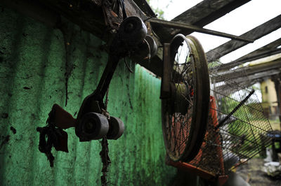 Close-up of rusty wheel