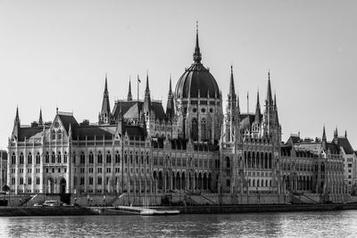 Panoramic view of buildings against clear sky