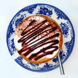 High angle view of dessert on table