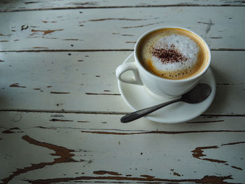 Coffee cup on table