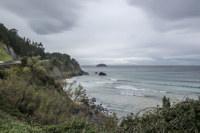 Scenic view of beach and sea against sky