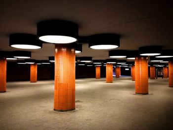 Illuminated lights in empty room