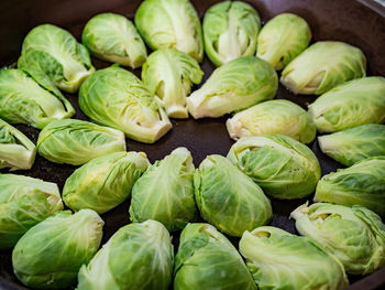 High angle view of vegetables for sale in market