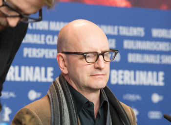 Close-up of man wearing eyeglasses