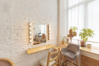 Cozy light room with mirror