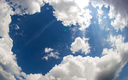 Low angle view of clouds in blue sky