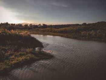 Scenic view of lake against sky