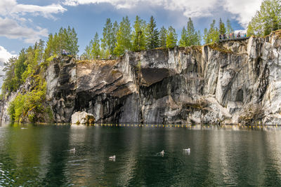 Landscape of the mountain park ruskeala in the republic of karelia