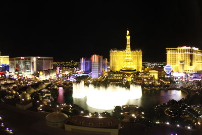 Illuminated cityscape at night