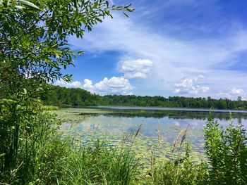 Scenic view of lake against sky