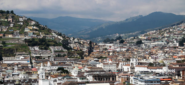 High angle view of townscape against sky