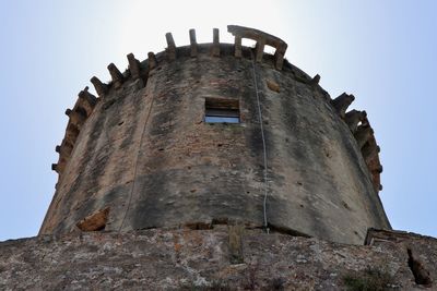 Low angle view of old building against sky