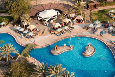 High angle view of people in swimming pool