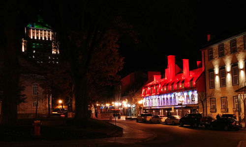 Illuminated city at night