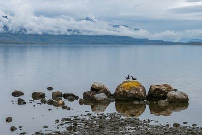 Scenic view of lake against sky