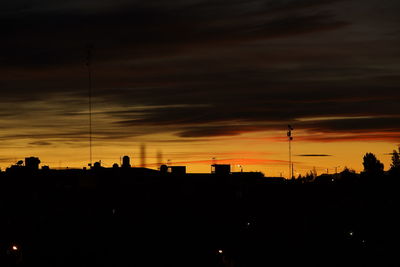 Silhouette buildings against sky during sunset