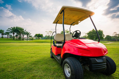 Vintage car on field