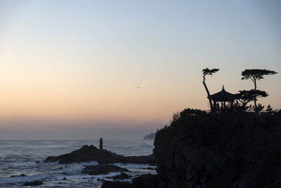 Scenic view of sea against sky during sunset