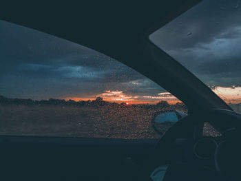 Sunset seen through car window