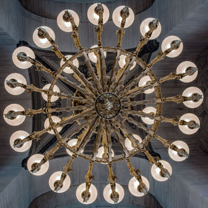 Close-up of illuminated chandelier