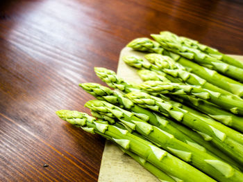 High angle view of vegetables on table