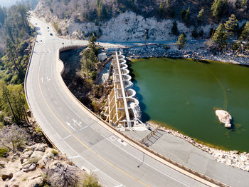 High angle view of bridge over river