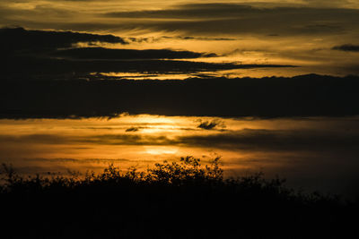 Scenic view of dramatic sky during sunset