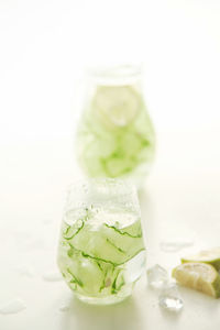 Close-up of drink served on table