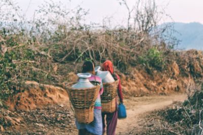 Rear view of a couple on landscape