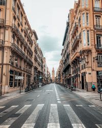 Surface level of road against buildings