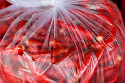 Close-up of red chili peppers for sale in market