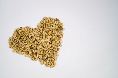 High angle view of bread against white background