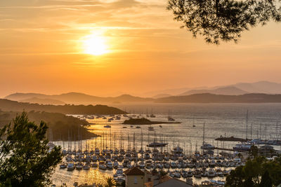 Scenic view of mountains at sunset