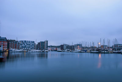 Early morning over the wet dock in ipswich, uk