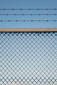 Close-up of chainlink fence against clear sky