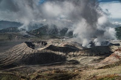 Panoramic view of volcanic landscape