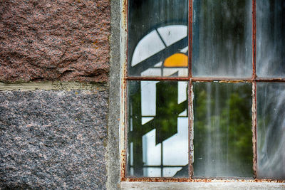 Close-up of door in front of building