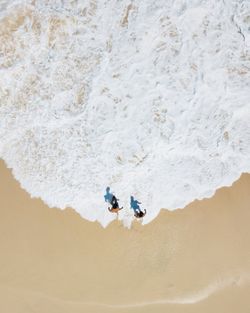 High angle view of people at beach