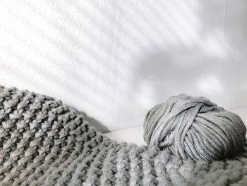 Close-up of wool on table