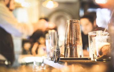 Close-up of wine glass on table at restaurant